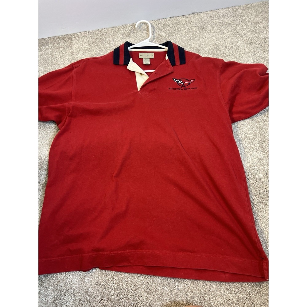Cutter & Buck Corvette Chevy Golf Polo Shirt Mens M Red Logo 100% Cotton